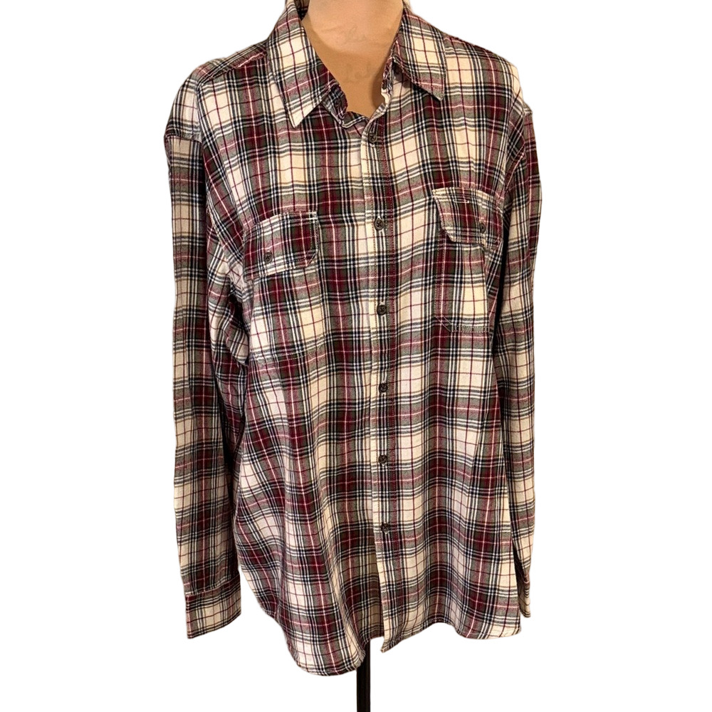 Faded Glory Plaid Shirt - Red, Black, White size XL